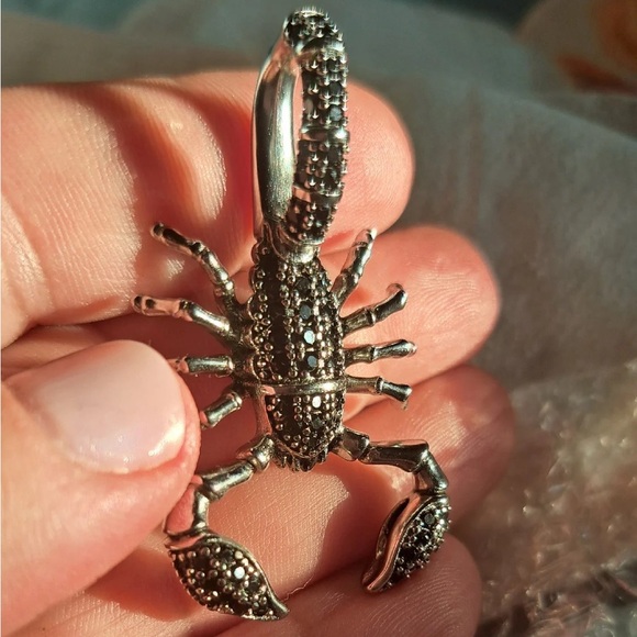 Anthro Pendant Scorpion Black Fashion Jewelry 925 Sterling Silver Rebel Men - Picture 15 of 16
